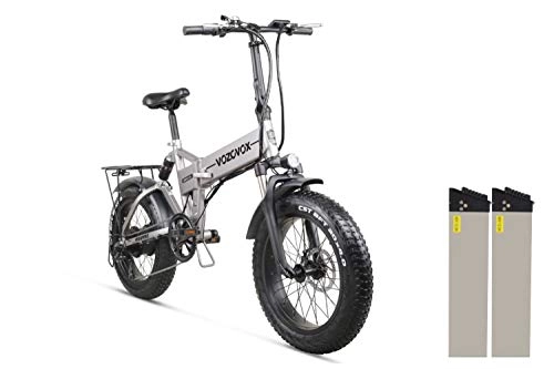 Bicicletas eléctrica : VOZCVOX Plegable Bicicleta eléctrica, con batería de 12.8 Ah, 20 Pulgadas Neumático Gordo, para Adolescentes y Adultos