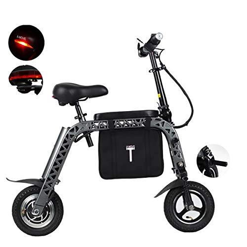 Bicicletas eléctrica : W&TT Mix Bicicleta elctrica Plegable con Asiento para nios y Bolsa de Compras, 36V 7.5 AH 250W Impermeable vehculo electrnico Scooter 10 Pulgadas, 30Km de Resistencia para Viajes, Silver, 13KG