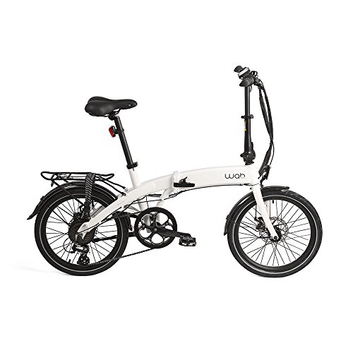 Bicicletas eléctrica : Wabbikes - Bicicleta elctrica plegable LOLA. Cambios SHIMANO, ruedas de 20", cuadro de aluminio, Batera Litio 36V 10Ah (Blanca)