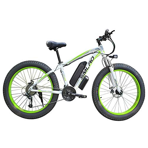 Bicicletas eléctrica : WFIZNB Bicicletas de montaña eléctricas para Adultos Hombres 2020 27 Velocidad 13Ah 48V 350W 26 Pulgadas Fat Tire Bicicletas eléctricas bicis de, Verde