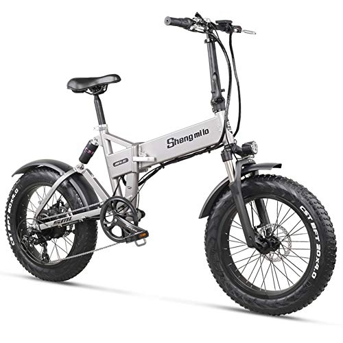 Bicicletas eléctrica : WFIZNB Ebike Bici eléctrica 48V500W montaña de la Bicicleta de Litio de la batería del Motor del Marco Plegable de Aluminio de 20 Pulgadas Fat Tire Adultos eléctrica Moto de Nieve