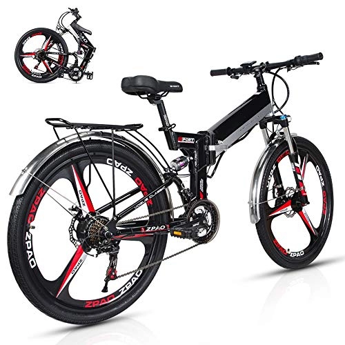 Bicicletas eléctrica : Wheel-hy Bicicleta de Montaa Elctrica Bici Plegable Ebike, 350W, Batera 48V 10.4Ah 26 Pulgadas Mountain E Bike
