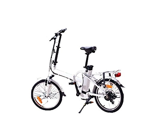 Bicicletas eléctrica : White Bear - Bicicleta elctrica plegable, color blanco