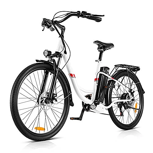 Bicicletas eléctrica : WIND SPEED Bici Electricas, 26 Pulgadas Ebike Bicicleta Eléctrica Ciudad Holandesa para Adultos, 36 V / 8Ah Batería de Litio extraíble con Cambios de 7 Velocidades
