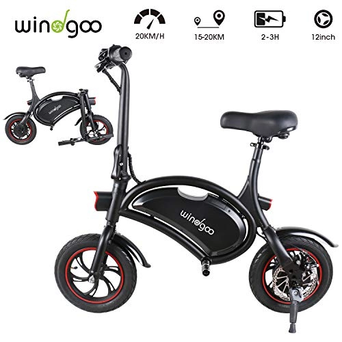 Bicicletas eléctrica : Windgoo Bicicleta Electrica 36V Plegable - E-Bike 12", Actualizar Bici Electrica Urbana Ligera para Adulto, Black Matte