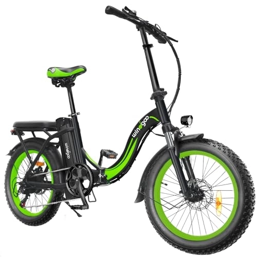 Bicicletas eléctrica : Windlook Bicicleta eléctrica 20" x 3.0 Fat Tire E-Bike con Motor de 250W, Bicicleta eléctrica Plegable con batería extraíble de 36V 12.5AH, E Bike de Largo Alcance para montaña, Playa y Nieve (Verde)