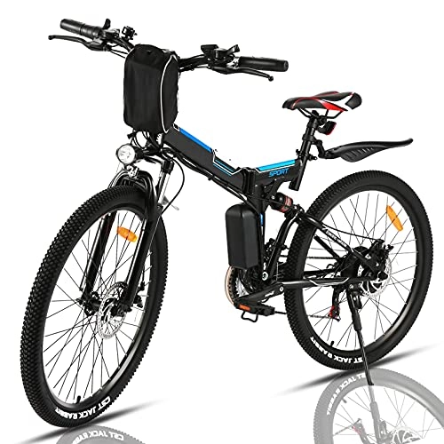 Bicicletas eléctrica : Winice Bicicleta Eléctrica Plegable, Bicicleta Elctrica Montaña de 26 Pulgadas, Bici Electrica Plegable para Adultos, Batería Extraíble de 36V / 8Ah, Shimano de 21 Velocidades, 32km / h, 3 Modos