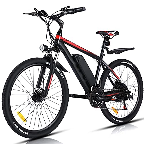 Bicicletas eléctrica : Winice Bicicleta Montaña Adulto Bicicleta Electrica 26", Bicicleta ElectricaBicicleta Eléctrica Montaña, Batería de 36V / 10.4Ah, 45-50KM (Rojo-26'')