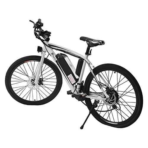 Bicicletas eléctrica : WOQLIBE Bicicleta eléctrica de montaña eléctrica de 26 pulgadas, con motor extraíble de 250 W, 25 km / h y 21 marchas, resistencia 20-30 km para hombre y mujer (blanco)