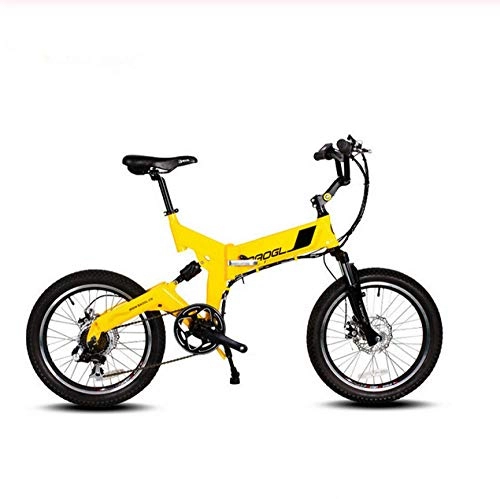 Bicicletas eléctrica : WXJWPZ Bicicleta Eléctrica Plegable 20 Inche Bicicleta Eléctrica Plegable Super Light TUV Bicicleta Li-Ion Doble Freno De Disco Bicicleta De Montaña Bicicleta Eléctrica De Velocidad Variable, Yellow