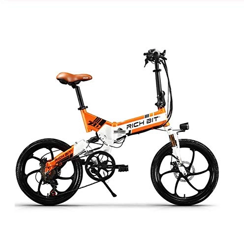 Bicicletas eléctrica : WXJWPZ Bicicleta Eléctrica Plegable 48V 8Ah Batería Oculta Bicicleta Eléctrica Plegable Bicicleta Eléctrica De 7 Velocidades con Borde Integrado, Orange
