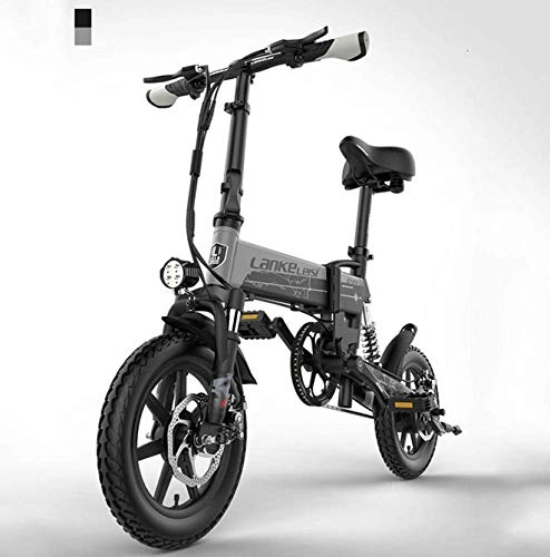 Bicicletas eléctrica : WXJWPZ Bicicleta Eléctrica Plegable Batería Eléctrica Coche Nueva Dama Adulta Viaje Pequeña Batería De Litio Bicicleta Eléctrica Plegable 14 Pulgadas, Black
