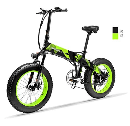 Bicicletas eléctrica : WXJWPZ Bicicleta Eléctrica Plegable Bicicleta De Montaña Plegable De 20 Pulgadas 500W 48V 14.5Ah Batería De Litio Bicicleta Eléctrica, Green