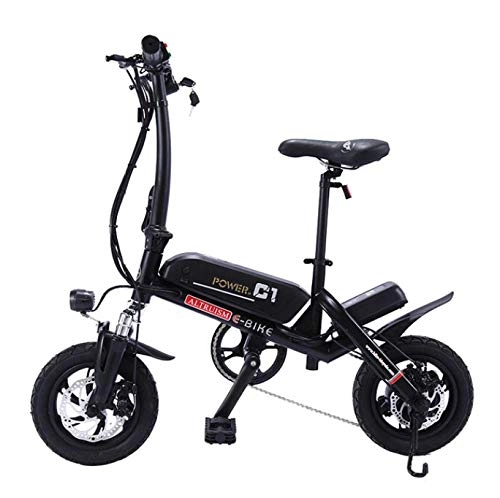 Bicicletas eléctrica : WXJWPZ Bicicleta Eléctrica Plegable Bicicleta Eléctrica De 12 Pulgadas Smart Ebike 36V Batería De Litio 30 Km, Black