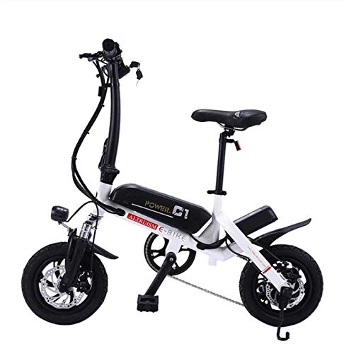 Bicicletas eléctrica : WXJWPZ Bicicleta Eléctrica Plegable Bicicleta Eléctrica De 12 Pulgadas Smart Ebike 36V Batería De Litio 30 Km, White