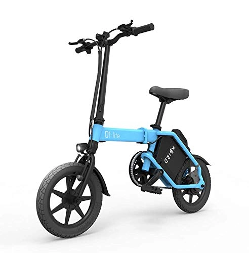 Bicicletas eléctrica : WXJWPZ Bicicleta Eléctrica Plegable Bicicleta Eléctrica De 14 Pulgadas 48V20AH Batería De Litio 300W Rueda Trasera Conductor Plegable Bicicleta Eléctrica Ciudad Ebike 20 Km / H, Blue