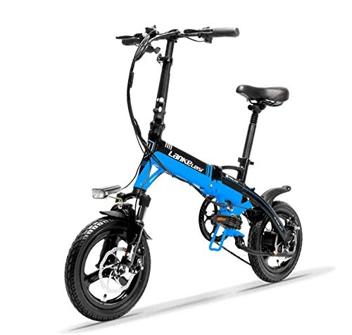 Bicicletas eléctrica : WXJWPZ Bicicleta Eléctrica Plegable Bicicleta Eléctrica Plegable 350W 36V / 8.7A 14 Pulgadas Freno De Disco Batería Extraíble Llanta De Aleación De Magnesio, Blue