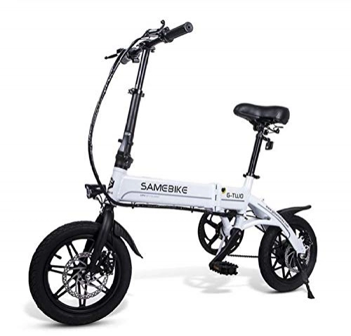 Bicicletas eléctrica : WXJWPZ Bicicleta Eléctrica Plegable Bicicleta Eléctrica Plegable De 14 Pulgadas Asistente De Energía Bicicleta Eléctrica E-Bike Scooter 250W Motor, White