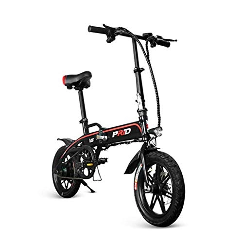 Bicicletas eléctrica : WXJWPZ Bicicleta Eléctrica Plegable Bicicleta Eléctrica Plegable De Aluminio De 14 Pulgadas 350W Potente Motor 36V10A Batería De Litio, Black