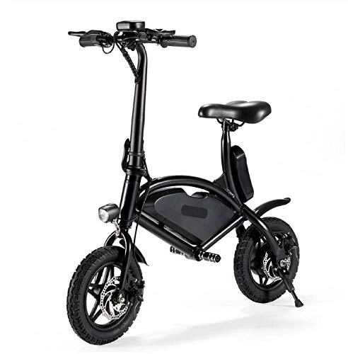 Bicicletas eléctrica : WXJWPZ Bicicleta Eléctrica Plegable para Adultos Marco De Aleación De Aluminio Mini Tipo 12 Pulgadas 6.6AH Batería Bicicleta Eléctrica Sin Escobillas De Dos Ruedas, Black