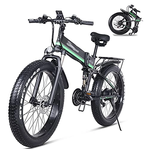 Bicicletas eléctrica : WZW MX01 Plegable Bicicleta Electrica por Adultos - 26" 1000W 4.0 Gordo Neumático Bicicleta eléctrica - 48 V / 12, 8 Ah Retirable Litio Batería montaña Bicicleta