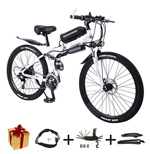 Bicicletas eléctrica : XCBY Bicicleta ElCtrica, Bicicleta ElCtrica Plegable Urbana - 26 Pulgadas, 21 Velocidades, Motor 36v 350w, Bicicleta ElCtrica Plegable, Adecuada para Adultos Y Adolescentes White-8AH