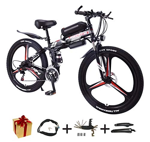 Bicicletas eléctrica : XCBY Bicicleta ElCtrica Plegable Urbana, Bicicleta ElCtrica - 26 Pulgadas, 21 Velocidades, Motor 36v 350w, Bicicleta ElCtrica Plegable, Adecuada para Adultos Y Adolescentes Black-50KM