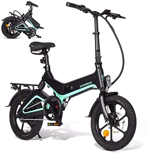 Bicicletas eléctrica : XCBY EléCtrico Bicicleta, Bicicleta EléCtrica Plegable - Motor 350W, 36V 7.5AH, Carga USB Black