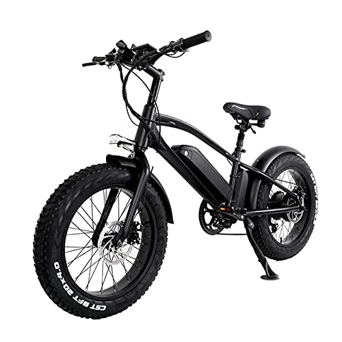 Bicicletas eléctrica : XGHW Bicicleta eléctrica de 20 Pulgadas, Equipada con batería de Litio de 48V 12.8Ah 750W Motor de Alta Potencia, 5 Niveles de Velocidad, Bicicleta de montaña de neumáticos de Grasa (Color : Black)