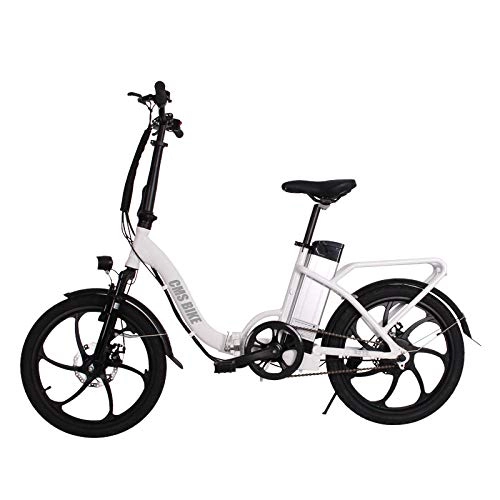 Bicicletas eléctrica : xianhongdaye Bicicleta elctrica de 20 Pulgadas 36v250w Bicicleta elctrica Plegable Bicicleta elctrica certificada CE Bicicleta elctrica de Alta Potencia-Blanco