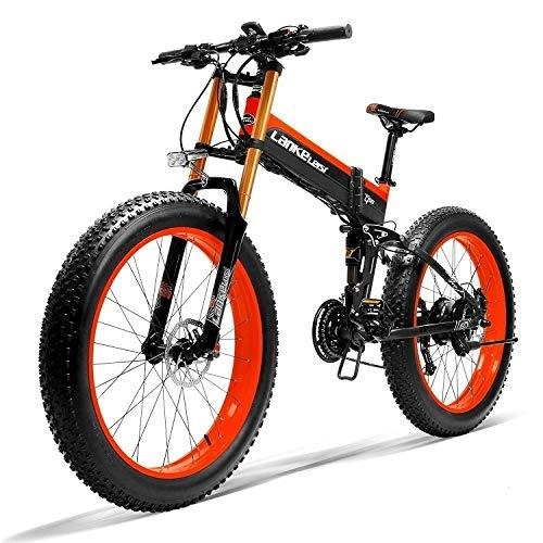 Bicicletas eléctrica : xianhongdaye Bicicleta elctrica de 26 Pulgadas Bicicleta elctrica 1000W con batera de 48V 13AH Bicicleta de montaña Multifuncional-Rojo