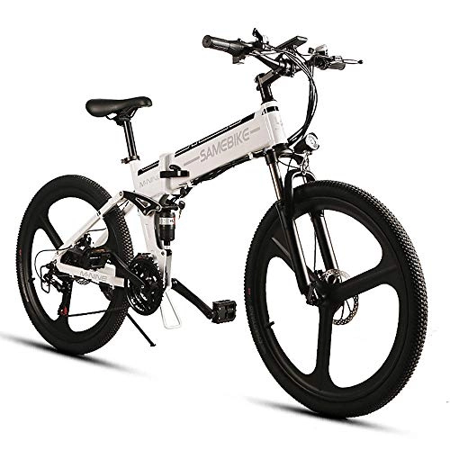 Bicicletas eléctrica : xianhongdaye Bicicleta eléctrica de 26 Pulgadas Bicicleta eléctrica Plegable Pedal de Potencia de Velocidad Variable Bicicleta eléctrica Scooter de Coche Combinado 48V 350W Motor-Blanco
