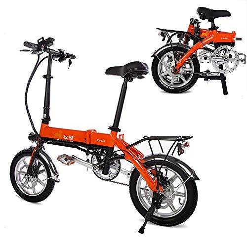 Bicicletas eléctrica : Xiaotian Bicicleta Eléctrica, Plegable City Commuter Unisex Bicicleta De Montaña Eléctrica Ligera De 14 Pulgadas con Batería Extraíble De Iones De Litio De 36 V 5AH para Unisex