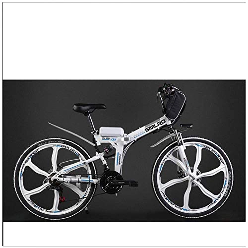 Bicicletas eléctrica : Xiaotian Bicicleta eléctrica Plegable Ciudad Bicicleta de montaña Adulto Ciclomotor, Batería de Litio 48V Batería eléctrica de 26 Pulgadas, Blanco