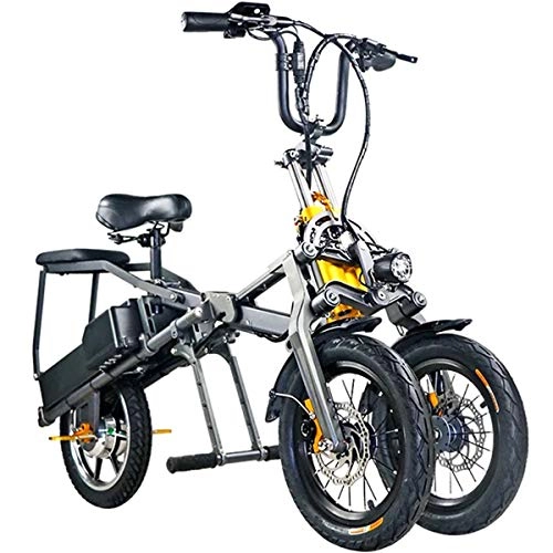 Bicicletas eléctrica : XWQXX Vespa eléctrica Plegable de Tres Ruedas, Bici eléctrica Plegable de Tres Ruedas, Black-OneSize