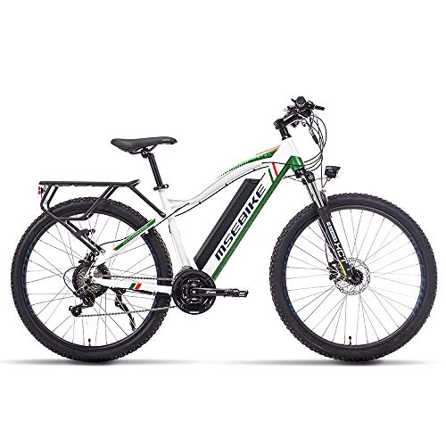 Bicicletas eléctrica : XXCY Bicicleta de Ciudad eléctrica, 27.5"48V 13ah Batería de Litio extraíble Viaje Montaña Bicicleta eléctrica Shimano 21 velocidades (Verde)