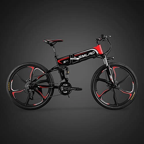 Bicicletas eléctrica : XXCY Bicicleta De Montaña Eléctrica, Bicicleta Eléctrica Plegable De 26 Pulgadas con Aleación De Magnesio Súper Ligera Y Rueda Integrada De 6 Radios, Shimano 21 Velocidades, Suspensión Completa