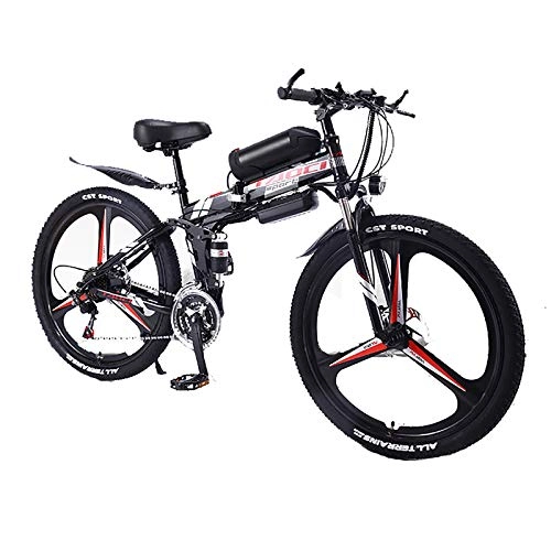 Bicicletas eléctrica : XXZ Bicicleta Eléctrica de Montaña Bicicleta Eléctrica de 26 Pulgadas Plegable con Batería de Litio (36V 350W) 21 Velocidades de Suspensión Completa Premium