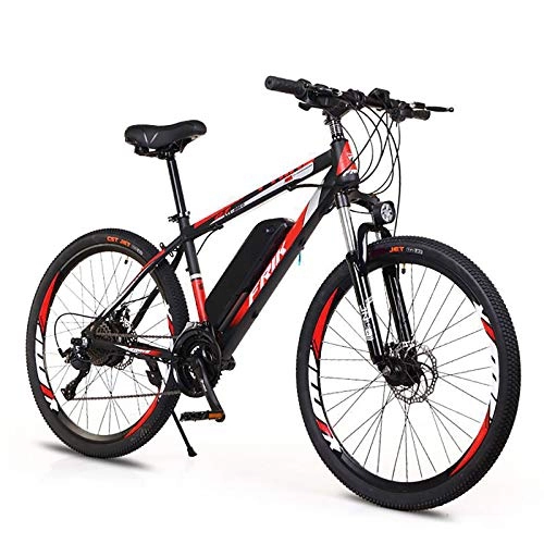 Bicicletas eléctrica : XXZ Bicicleta Eléctrica de Montaña Ciclomotor 26 Pulgadas con Motor de 250W Bateria de Litio 36V 10AH Marco de Aluminio Frenos de Disco 3 Modos de Arranque, Black Red