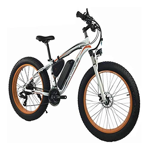 Bicicletas eléctrica : XXZ Bicicleta Eléctrica de Montaña Ciclomotor 26 Pulgadas con Motor de 350W Bateria de Litio 36V Marco de Aluminio Frenos, Blanco