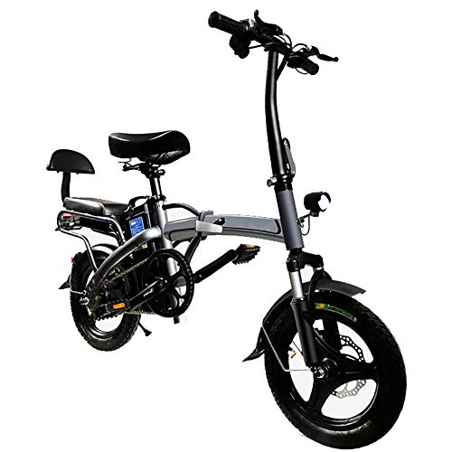 Bicicletas eléctrica : XXZ Bicicleta Eléctrica Plegables, 350W Motor Bicicleta Plegable, Bici Electricas Adulto con Ruedas de 14", Batería 48V 13Ah, Asiento Ajustable, con Pedales