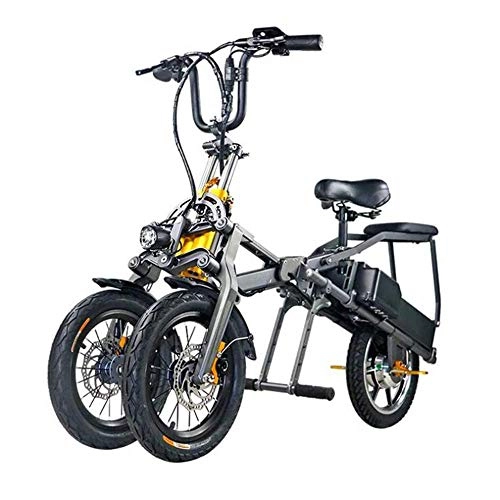 Bicicletas eléctrica : XYDDC Portátil Plegable eléctrico de Tres Ruedas de Bicicletas para Adultos Ocio Scooter - aleación de Aluminio Ligero de Material - Smart Display Y batería de Litio 10.4AH * 2