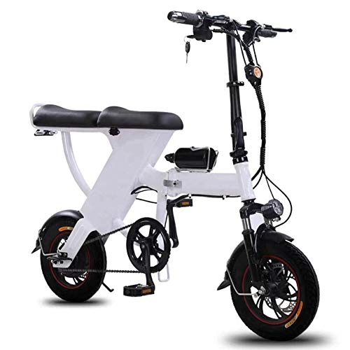 Bicicletas eléctrica : YANGMAN-L Bicicleta eléctrica, de 12 Pulgadas Máximo E-Bici 48V 25Ah Bicicleta Plegable de la Velocidad de 35 kmh cercanías de la Ciudad, Blanco
