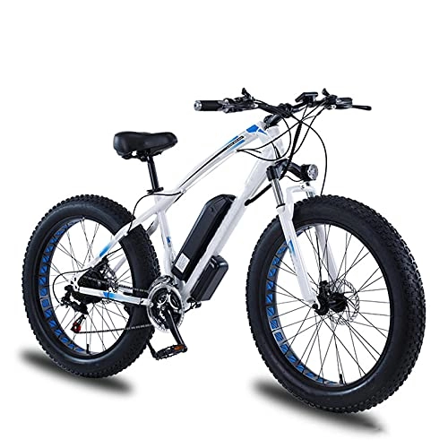 Bicicletas eléctrica : YIZHIYA Bicicleta Eléctrica, 26" Bicicleta de montaña eléctrica, Batería de Litio extraíble Oculta, Bicicleta eléctrica para Adultos en Moto de Nieve de 21 velocidades, Blanco, 36V 10AH 350W