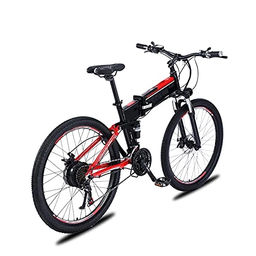 Bicicletas eléctrica : YIZHIYA Bicicleta Eléctrica, 27, 5" Bicicleta de montaña eléctrica Plegable para Adultos, E-Bike de 21 velocidades, Sistema de Doble absorción de Impactos, 3 Modos de Trabajo, Black Red, 48V 500W 9AH