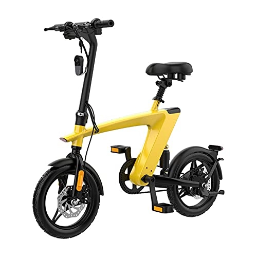 Bicicletas eléctrica : YIZHIYA Bicicleta Eléctrica Plegable de 14 Pulgadas, Motor 250W, 3 Modos de Trabajo, Diseño de Disco de Freno de Disco Doble Delantero y Trasero, Batería de Litio extraíble E-Bike