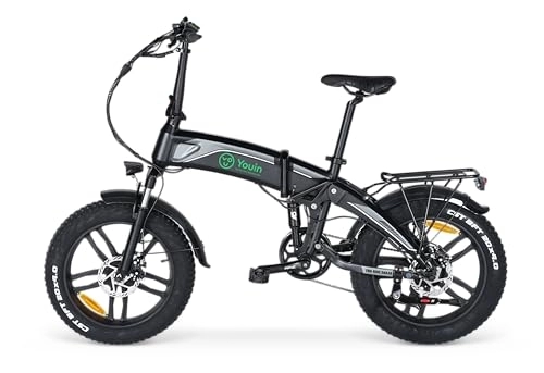 Bicicletas eléctrica : Youin Dakar Bicicleta eléctrica Fat 20x4.0, Plegable, batería extraíble, suspensión Doble, Ruedas de Palo, Shimano 7 velocidades.