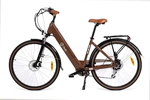 Bicicletas eléctrica : YOUIN Viena Bicicleta Eléctrica, ruedas de 28" pulgadas - Autonomía 80 km, Cambio Shimano 7 Velocidades, Motor 250W, color café