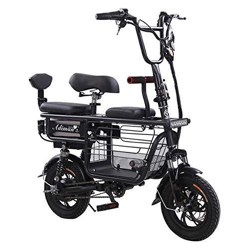Bicicletas eléctrica : YPYJ Bicicleta Eléctrica Plegable, Bicicleta De Mano Eléctrica Portátil Multifunción Ebike con Batería De Litio De 48V 25Ah, Negro