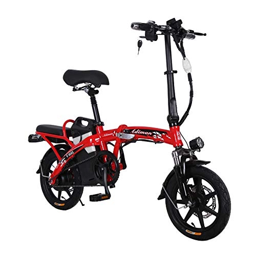 Bicicletas eléctrica : YPYJ Plegable Bicicleta Eléctrica De Múltiples Funciones Portable De Cercanías Eléctrico E-Bici De La Bicicleta con 48V 20Ah Batería De Litio, Rojo